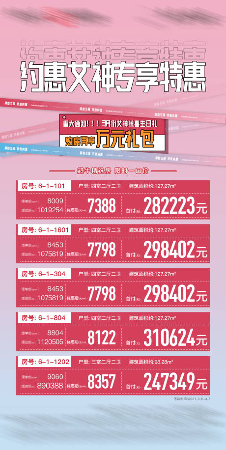源文件下載【地產(chǎn)女神節(jié)特價房海報】編號：67610026313395260