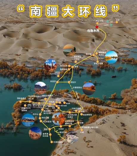 源文件下载【南疆大环线线路旅游攻略海报展板】编号：93720026989012582