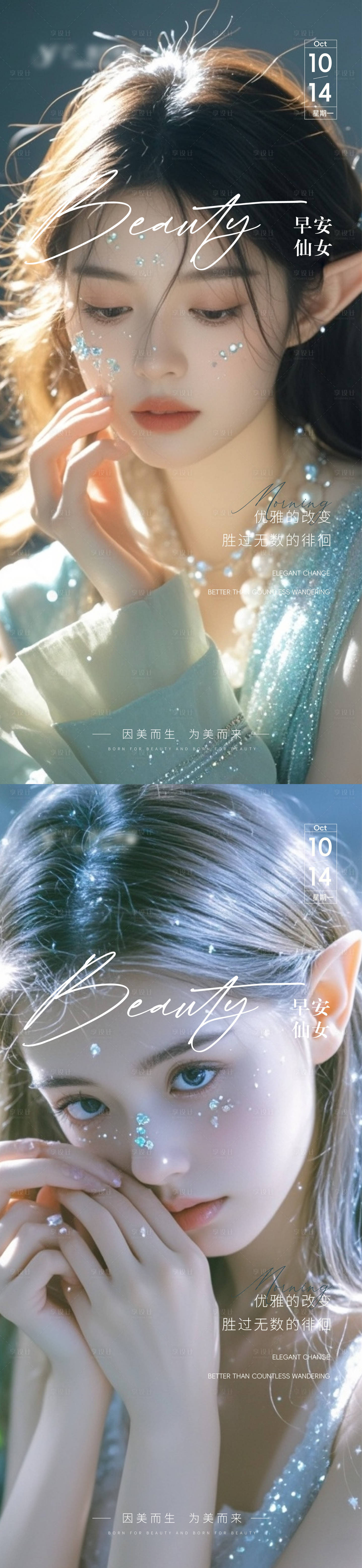 源文件下載【享設(shè)計(jì)】搜索編號：50180026718891234【醫(yī)美早安圖海報(bào)】