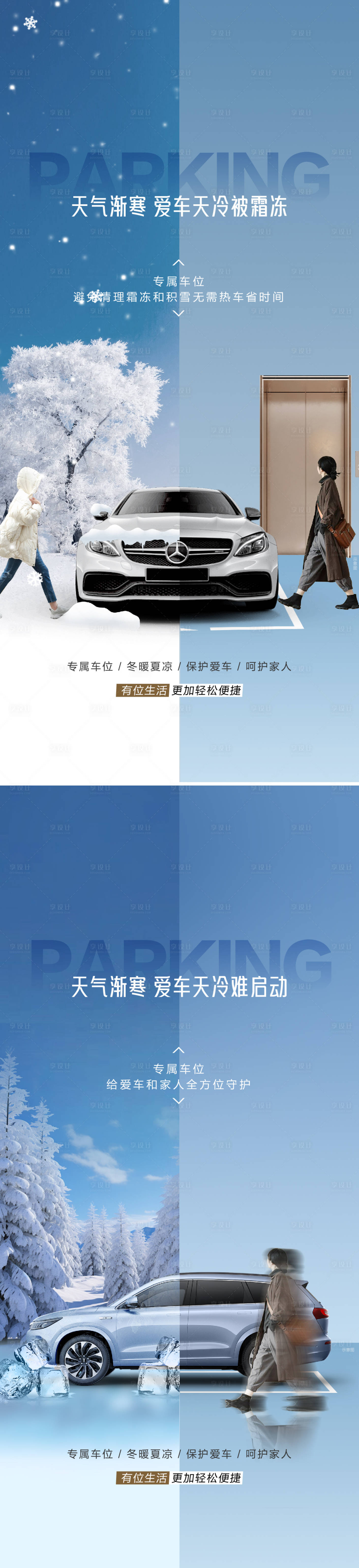 源文件下载【享设计】搜索编号：91130026984096174【车位痛点对比海报】