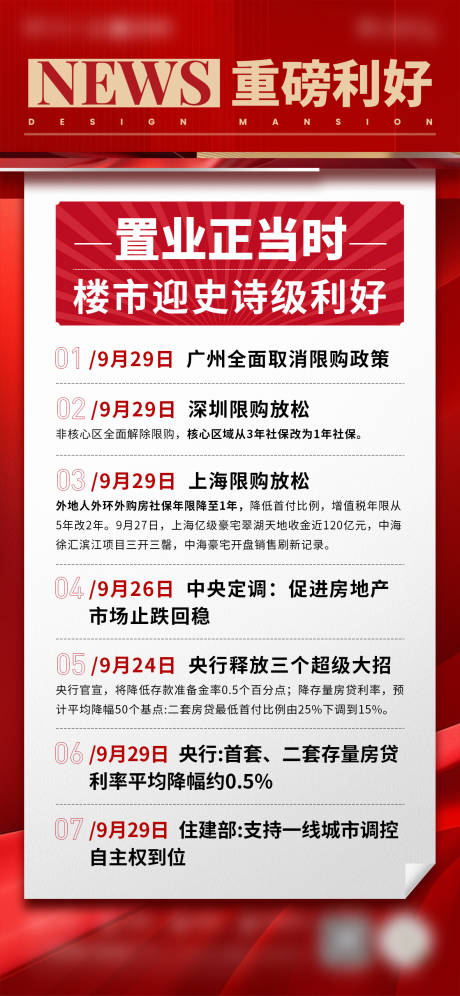 源文件下载【享设计】搜索编号：73970026607886234【地产利好政策宣传海报】