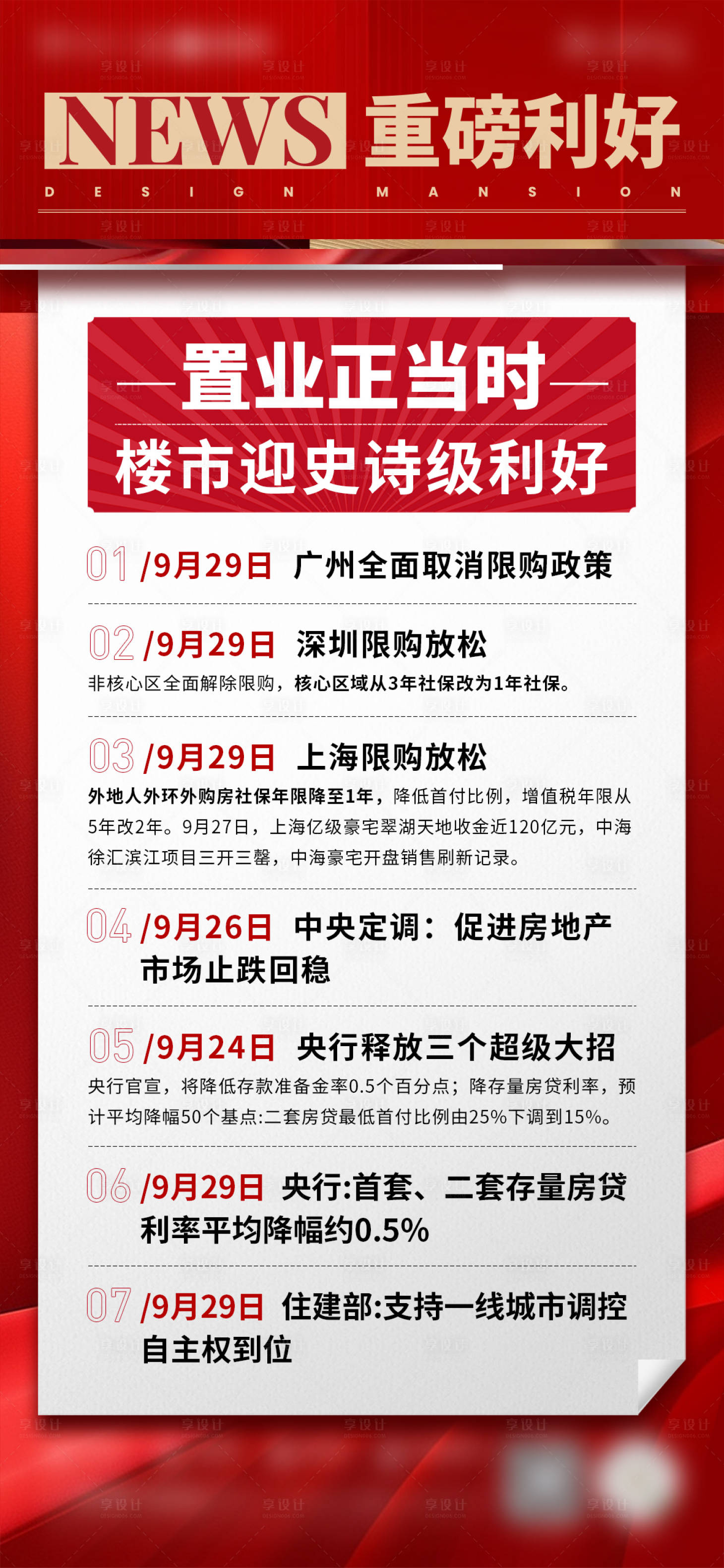 源文件下载【享设计】搜索编号：73970026607886234【地产利好政策宣传海报】
