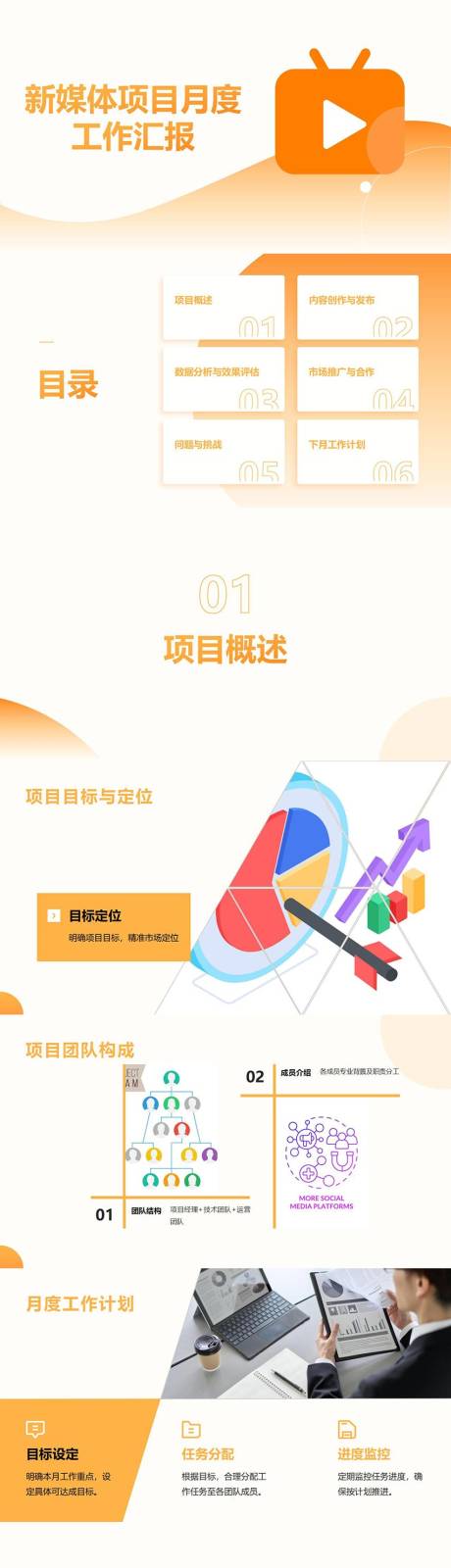 源文件下載【享設(shè)計】搜索編號：95440026589937993【新媒體項目月度工作匯報PPT】