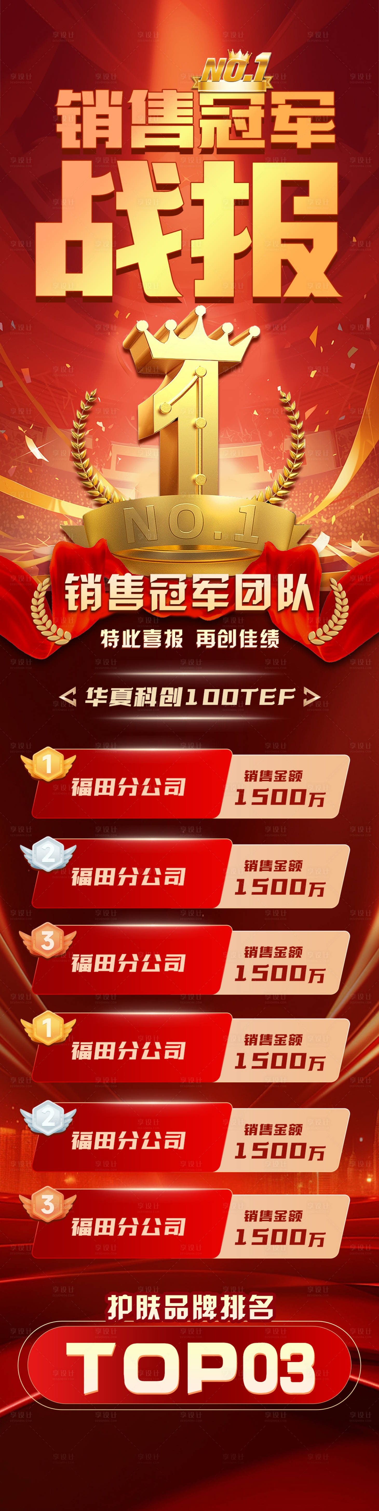 源文件下载【享设计】搜索编号：53130026674749423【电商销售冠军战报长图】