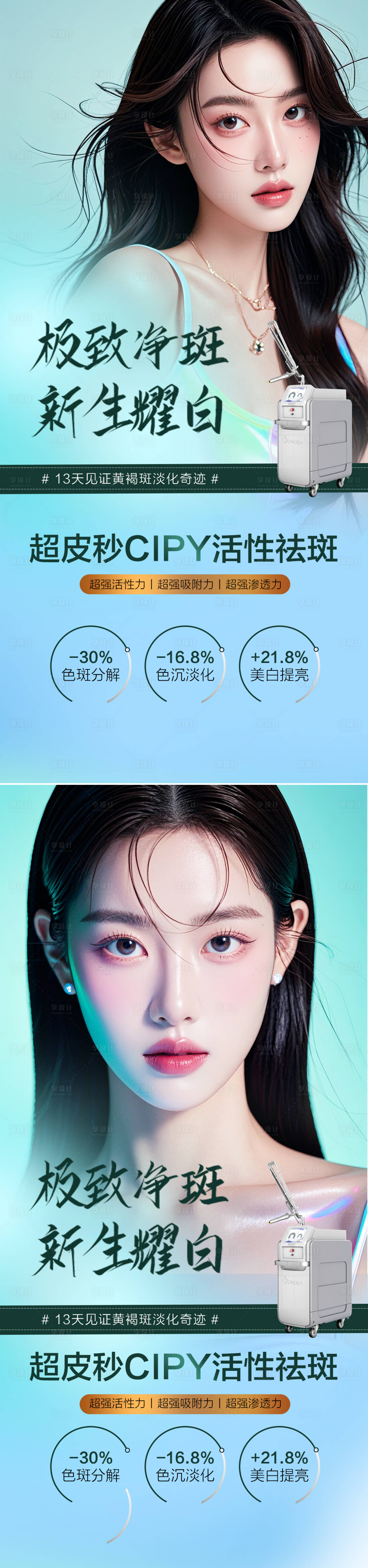 源文件下載【享設(shè)計(jì)】搜索編號(hào)：49230026697317344【醫(yī)美祛斑儀器人物系列海報(bào)】