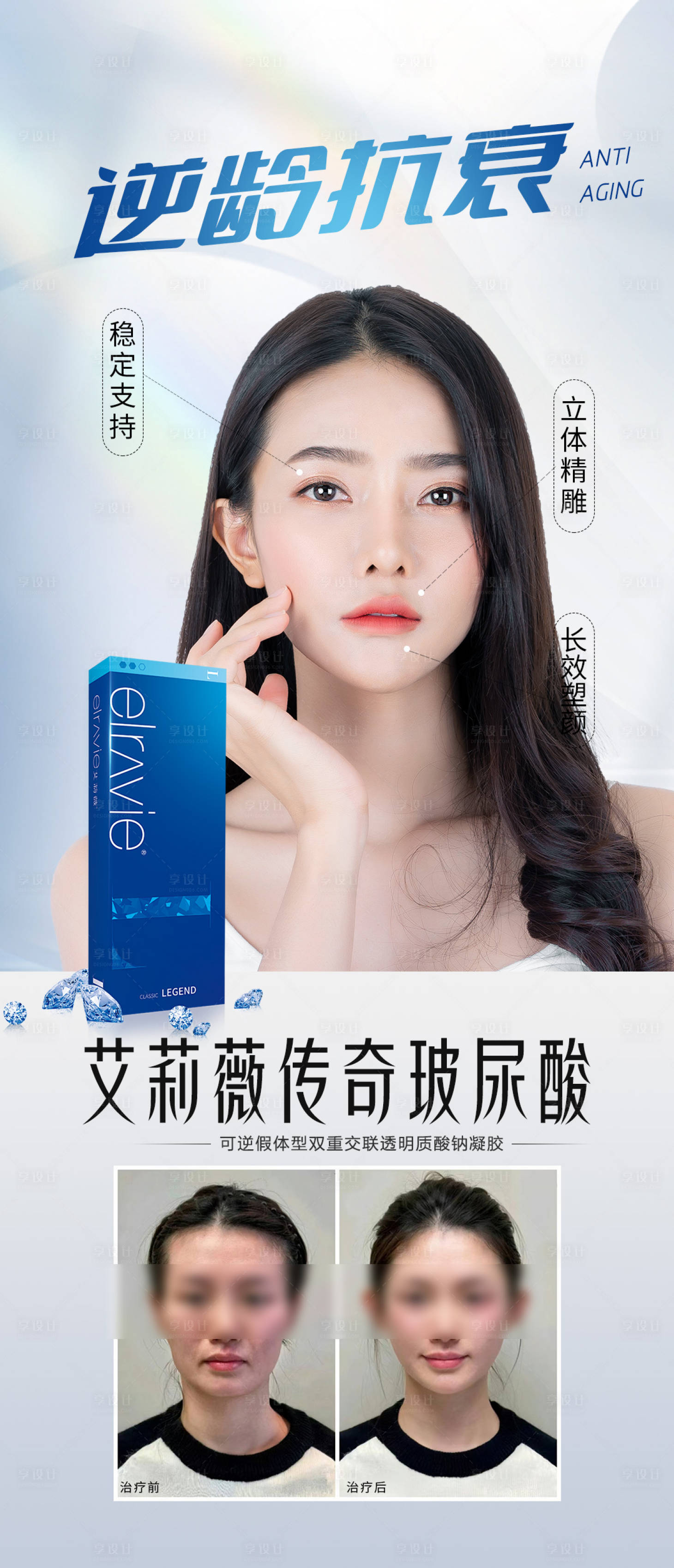 源文件下載【享設(shè)計】搜索編號：61590026883255304【醫(yī)美玻尿酸抗衰案例海報】