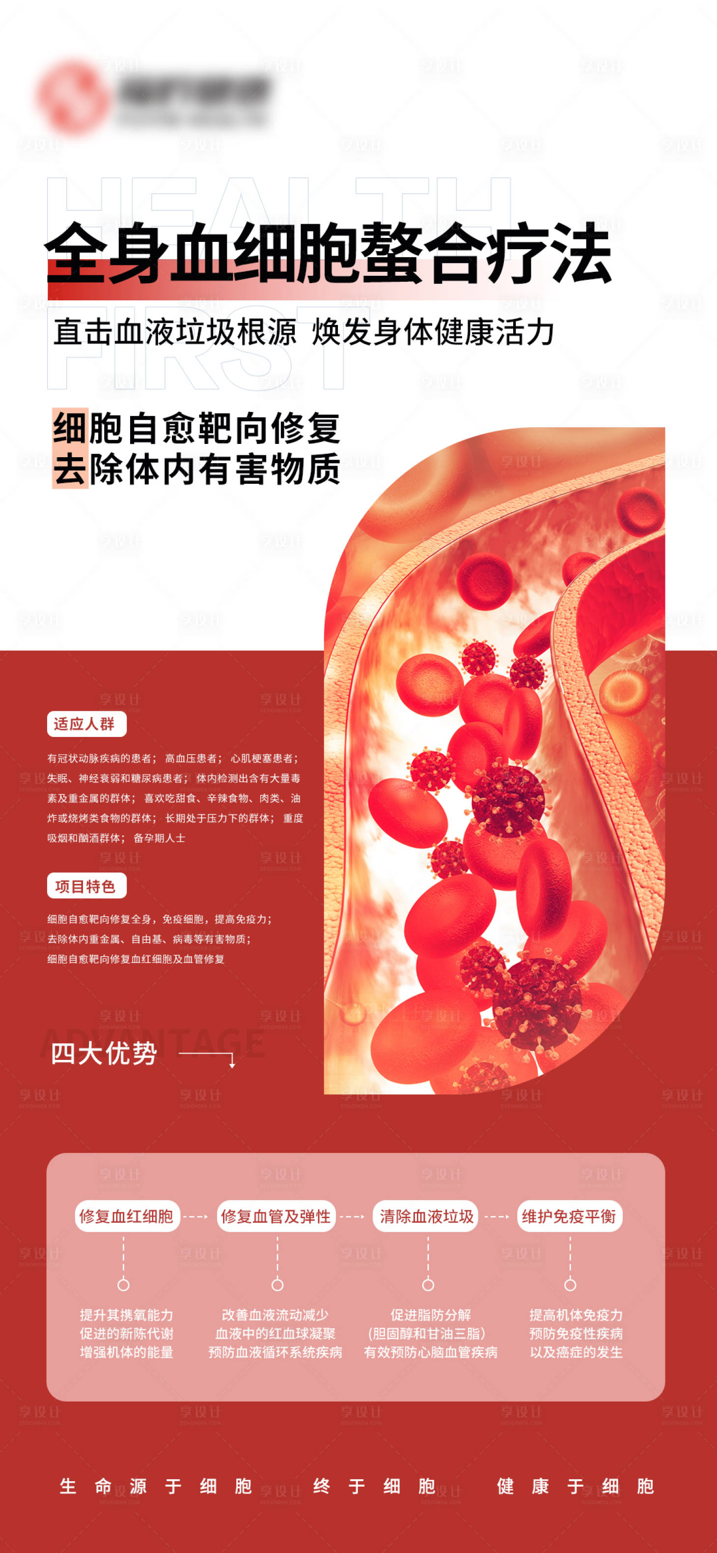 源文件下载【享设计】搜索编号：53270026628299989【全身血细胞疗法海报】