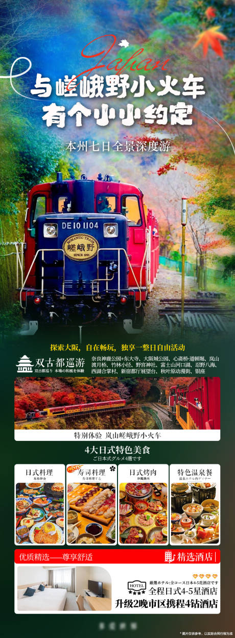 源文件下载【享设计】搜索编号：53070026678951142【日本旅游本州嵯峨野小火车海报】