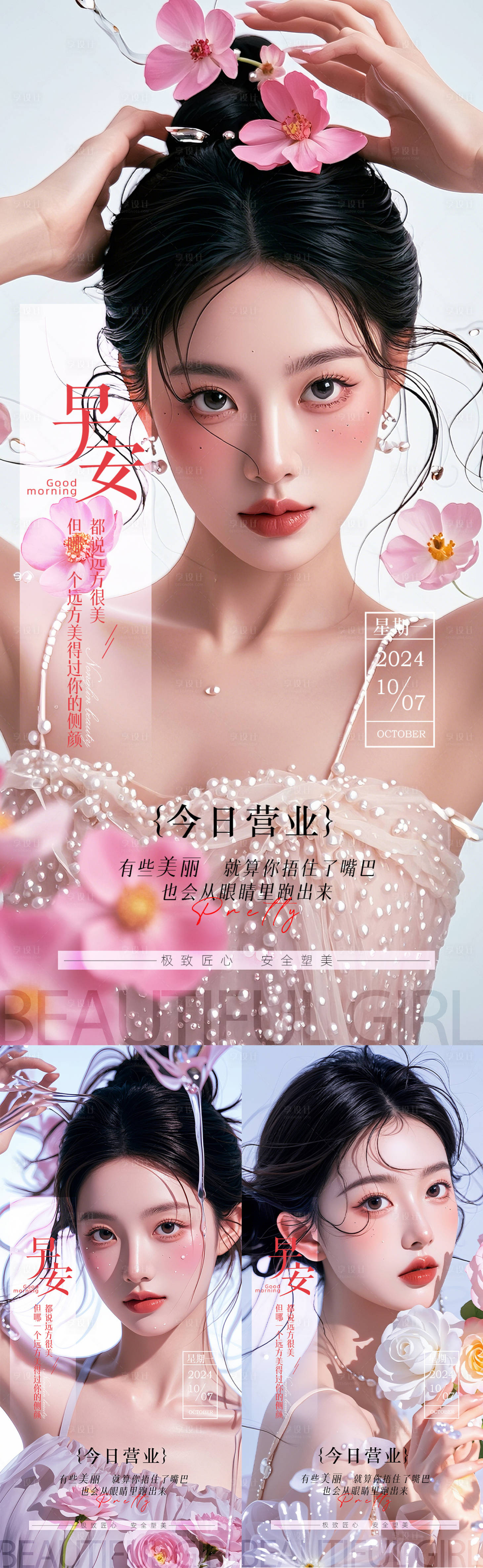 源文件下載【享設計】搜索編號：88570026566317364【醫美早安日簽系列海報】