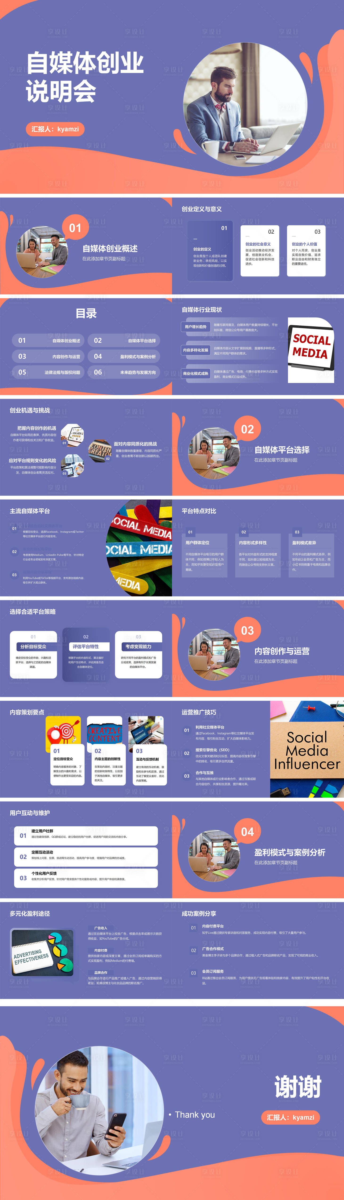 源文件下载【享设计】搜索编号：71310027004152791【自媒体创业说明会PPT】