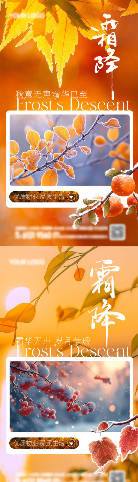 源文件下载【霜降节气系列海报】编号：82570026694731519