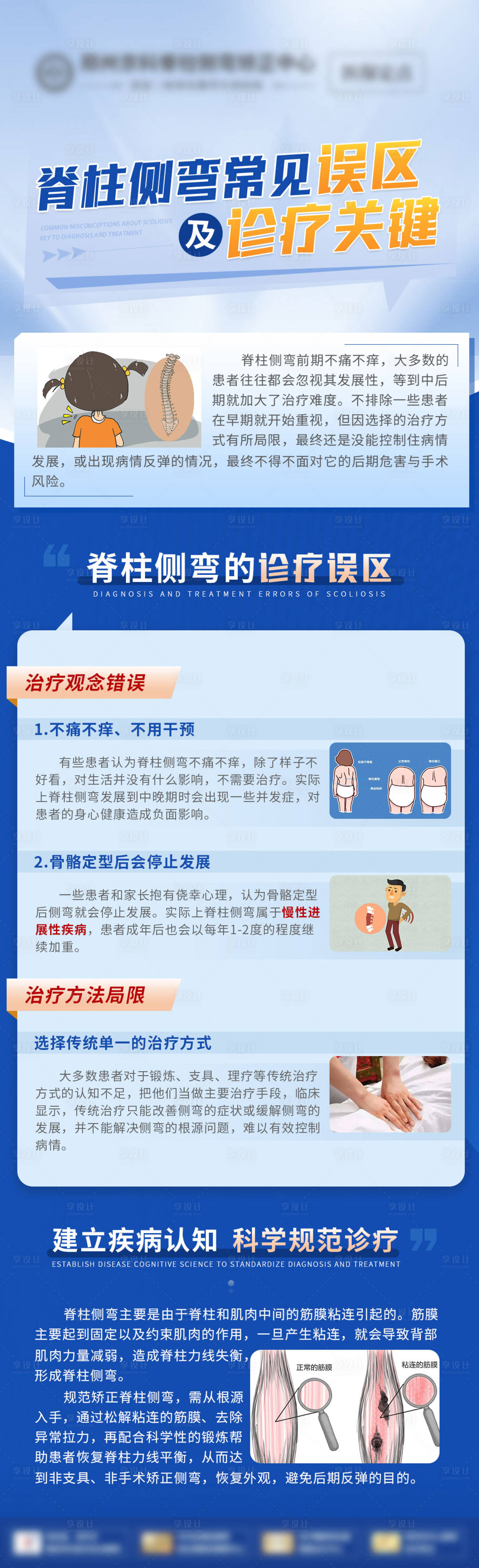 源文件下载【享设计】搜索编号：51870026732725685【医疗认知脊柱侧弯科普海报】