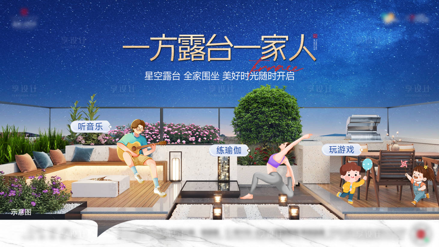 源文件下载【享设计】搜索编号：35440027297356665【露台空中花园叠墅洋房价值点海报】