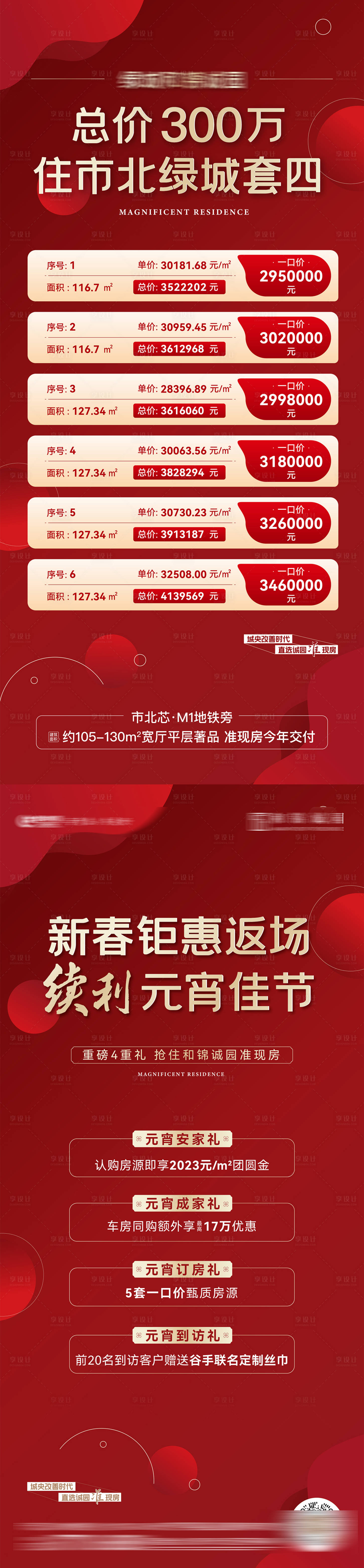 源文件下載【享設計】搜索編號：94410027475136803【新年特價房源紅金系列海報】