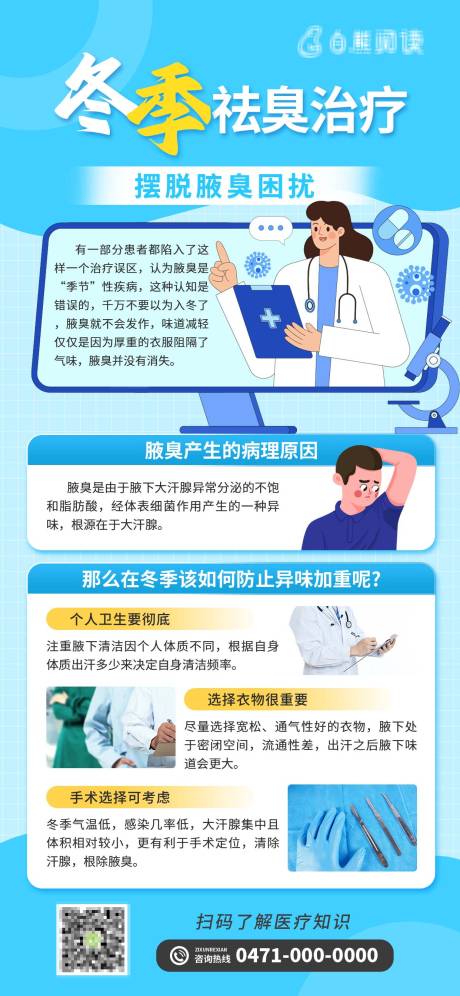 源文件下载【医疗腋臭健康科普海报】编号：64650027523642280