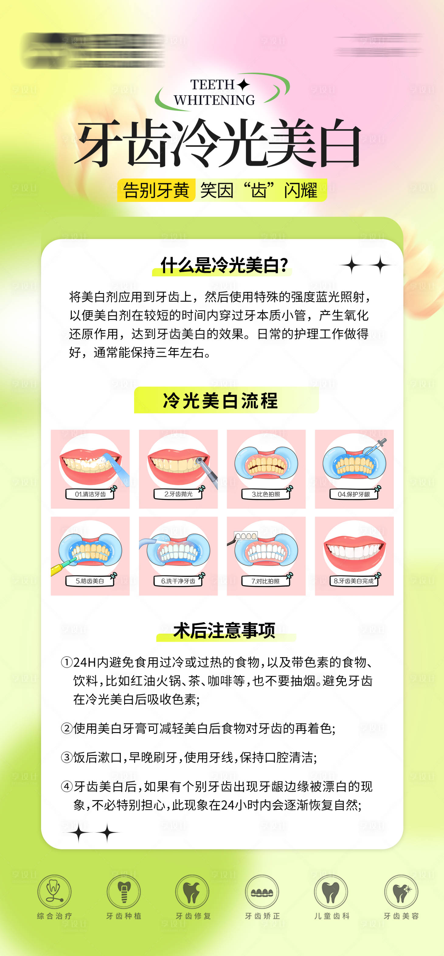 源文件下载【享设计】搜索编号：31570027171705477【关于牙齿冷光美白科普海报】