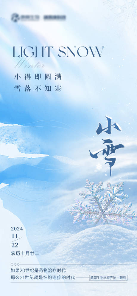 源文件下载【小雪蓝色医疗节气海报】编号：89240027241632946