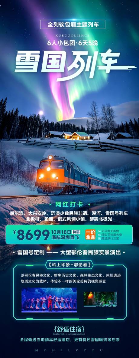 源文件下载【雪国列车漠河极光海报】编号：58350027310983907