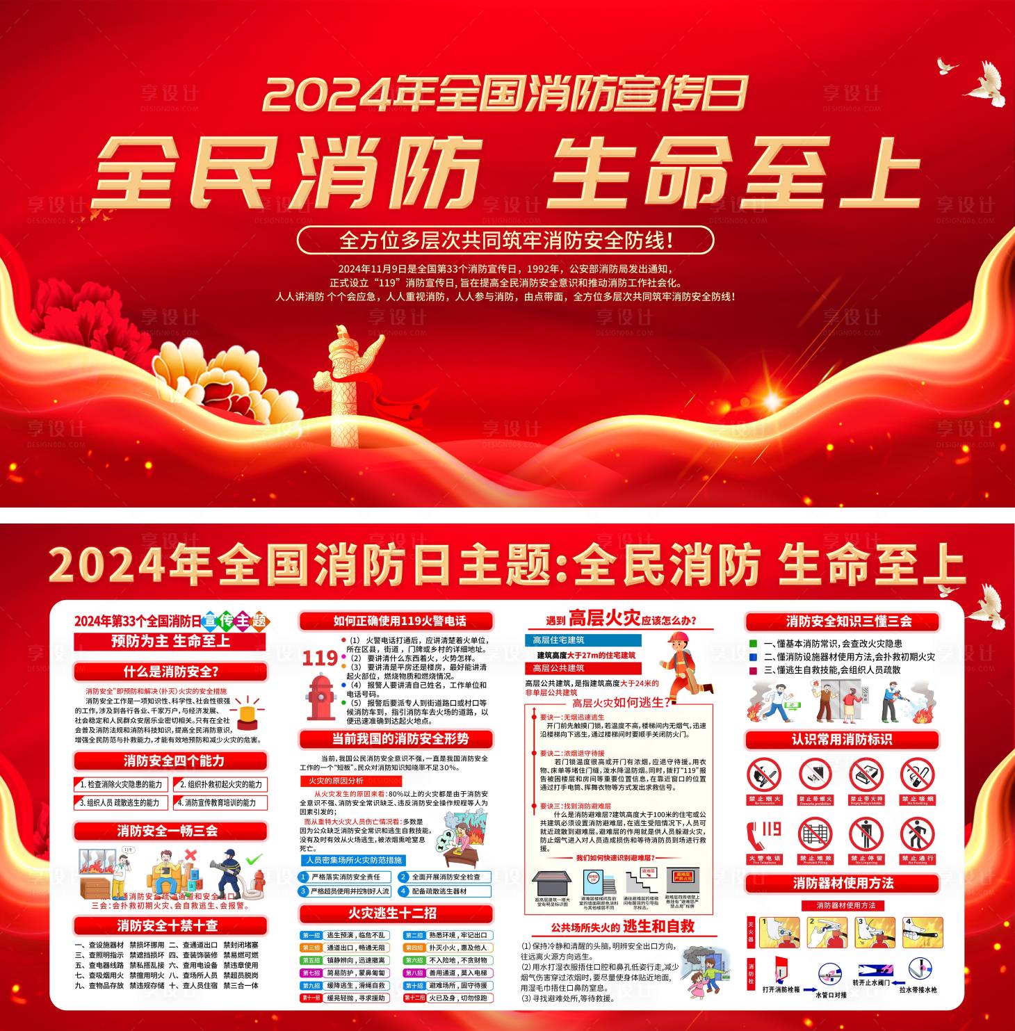 源文件下载【享设计】搜索编号：28250027107694230【消防党建海报展板】