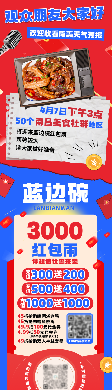 源文件下载【餐饮菜品红包雨活动宣传长图海报】编号：95730027295216624