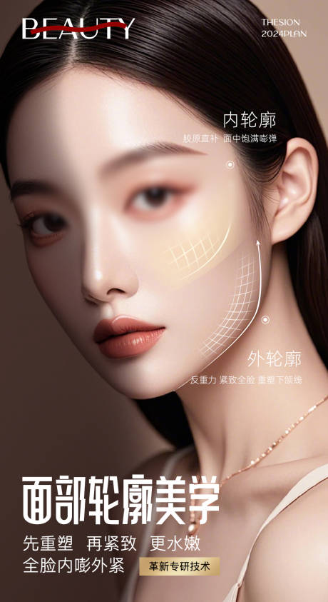 源文件下载【享设计】搜索编号：66810027179145352【面部轮廓美学海报】