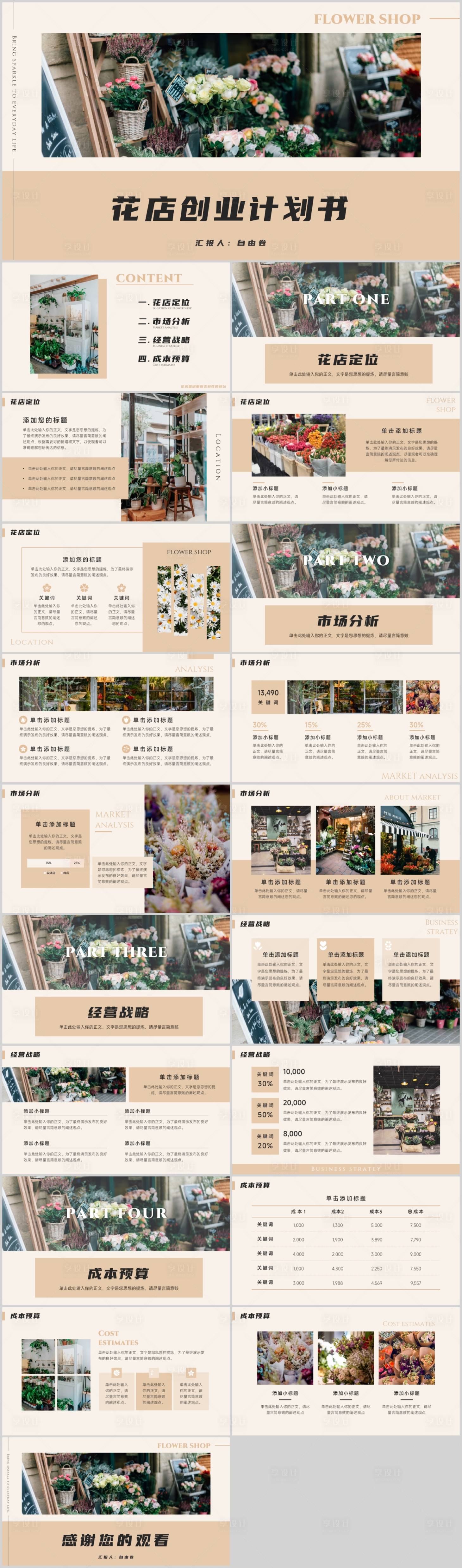 源文件下載【享設計】搜索編號：25270027402518143【花店創業計劃書PPT】