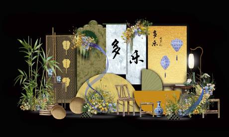 源文件下载【南洋风宝宝宴迎宾区美陈】编号：90950027122525798