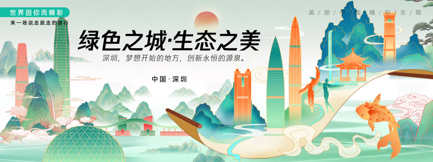 源文件下载【深圳城市旅游背景板】编号：96970027496514731
