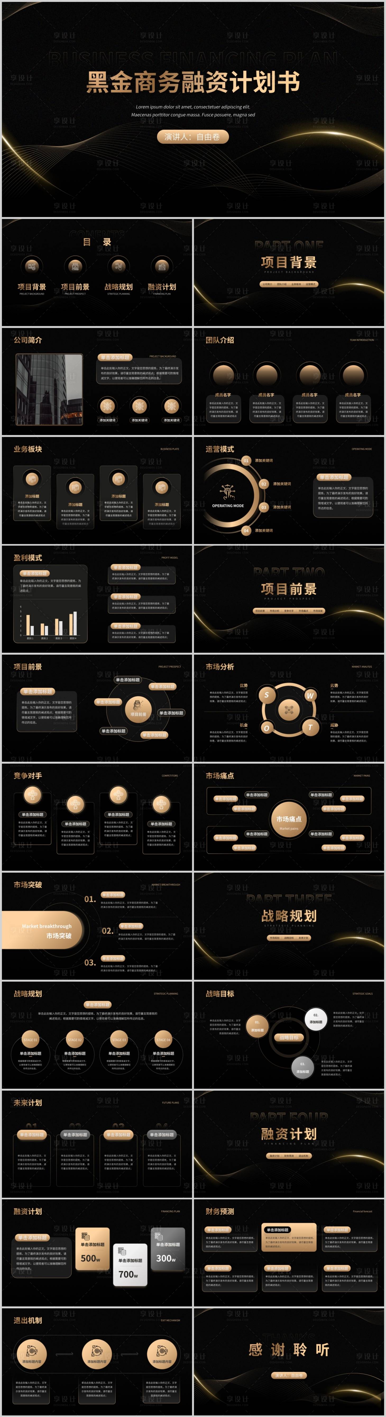 源文件下载【黑金创业融资计划书.PPT】编号：61090027292488678