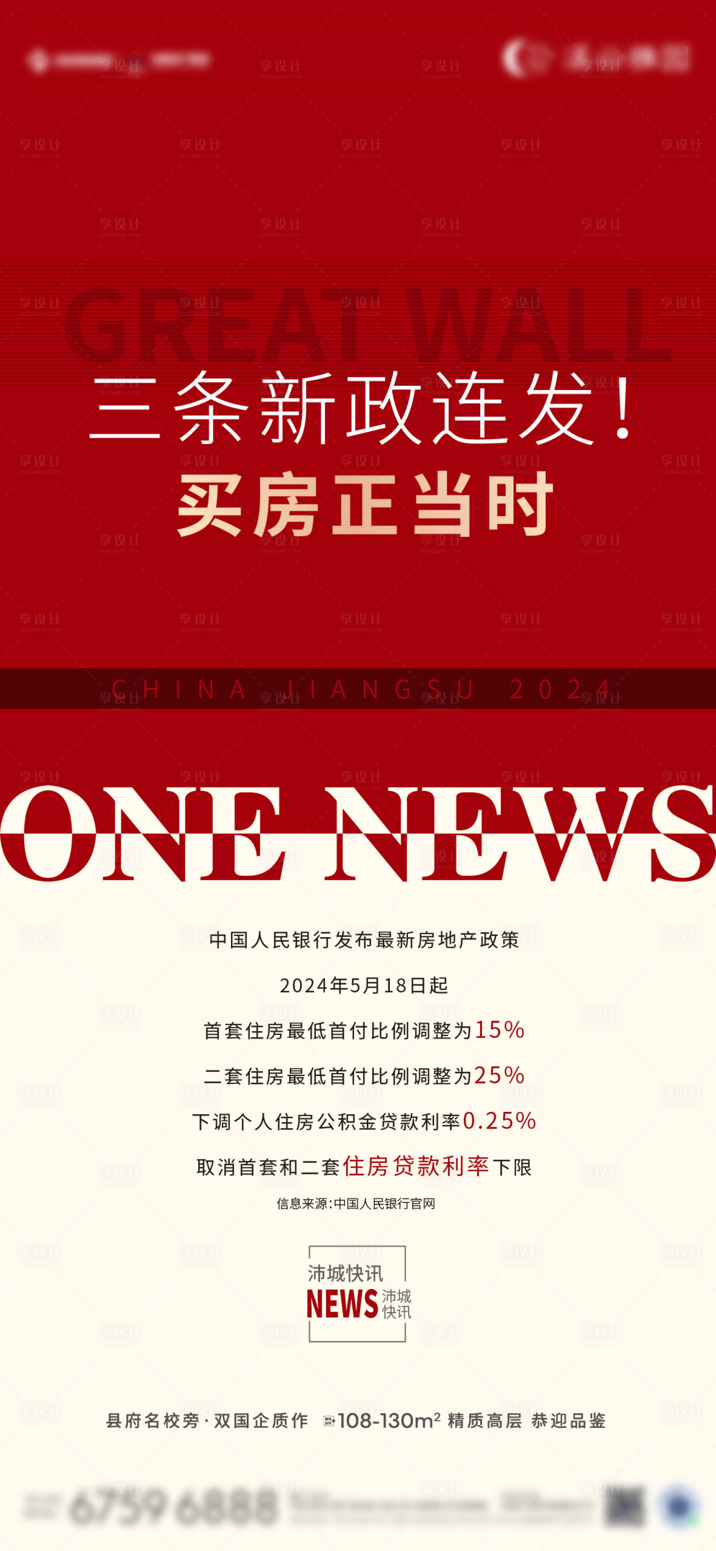 源文件下载【享设计】搜索编号：40470027084267164【地产新闻政策利好海报】