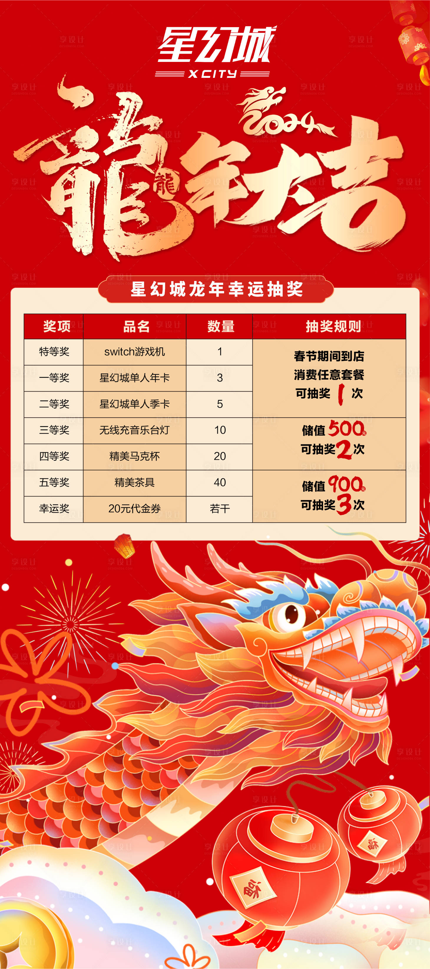 源文件下载【龙年抽奖红金海报】编号：96140027662815209