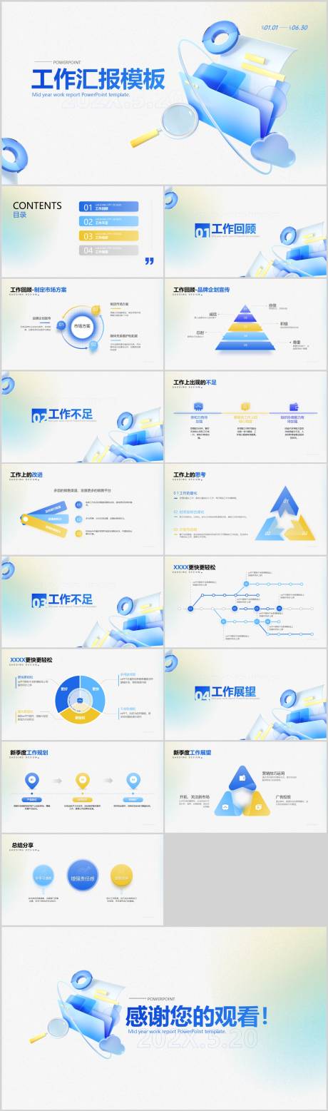 蓝色3D风工作汇报PPT