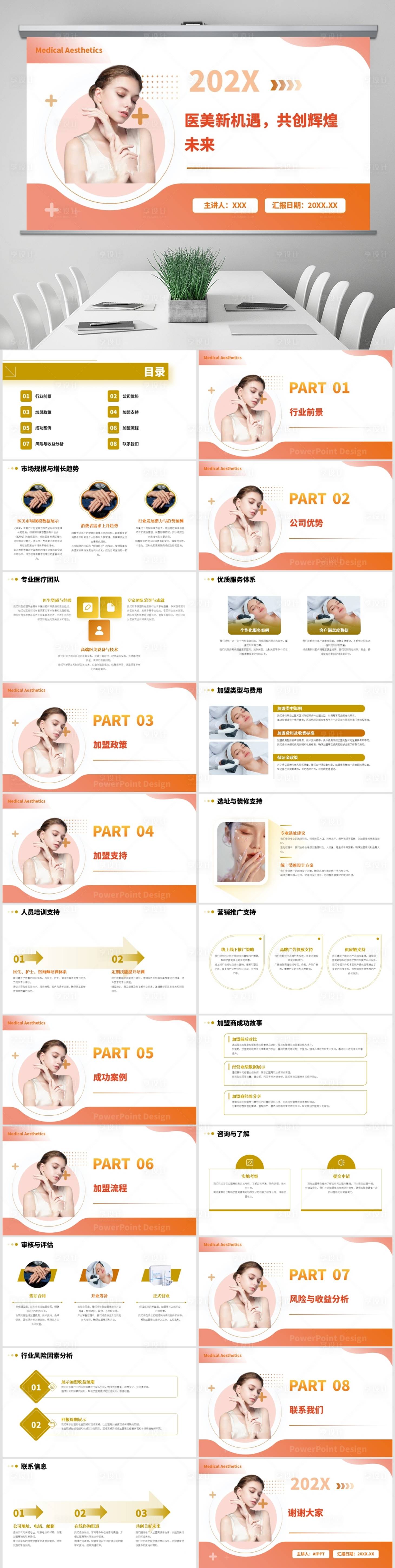 源文件下载【享设计】搜索编号：40720027733005096【医美招商加盟工作总结动态PPT】