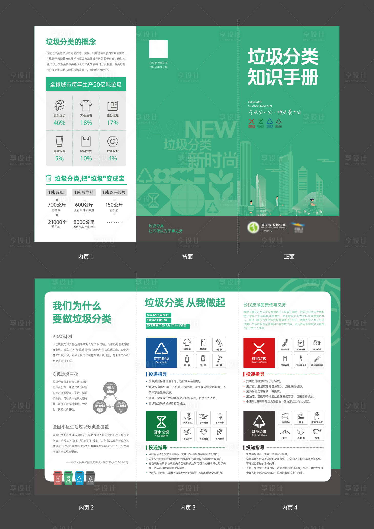 源文件下载【享设计】搜索编号：97740028168986163【垃圾分类三折页】