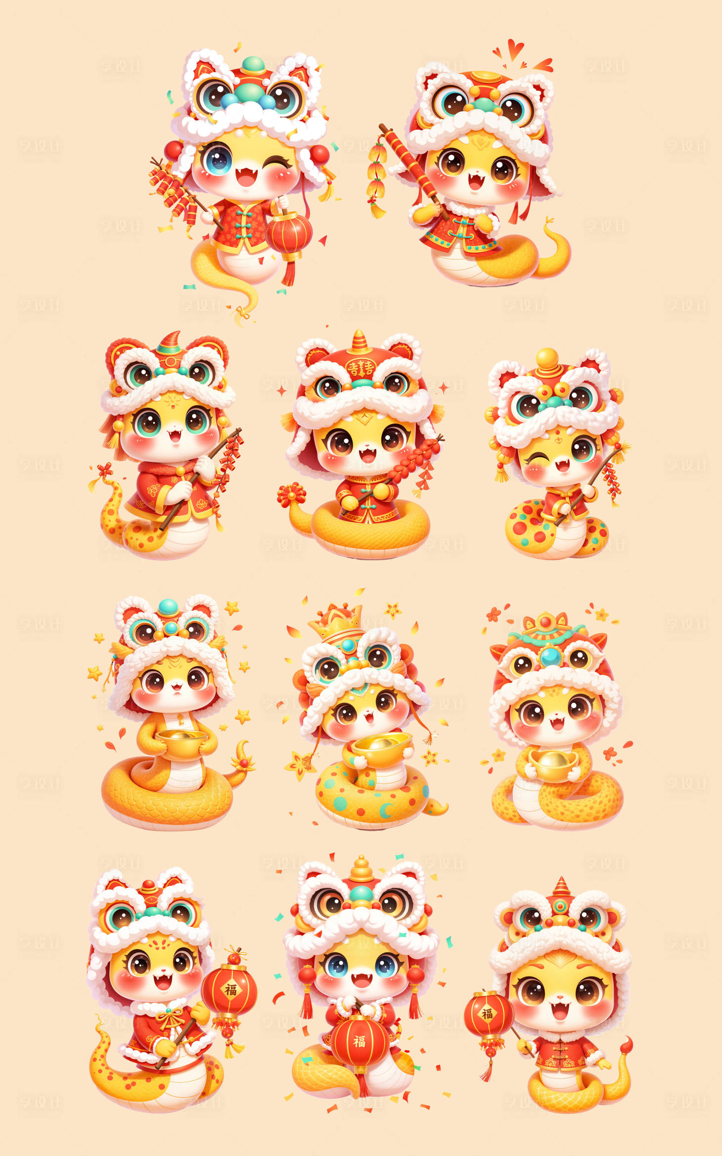 源文件下載【享設計】搜索編號：62930027989949961【蛇年可愛IP插畫】