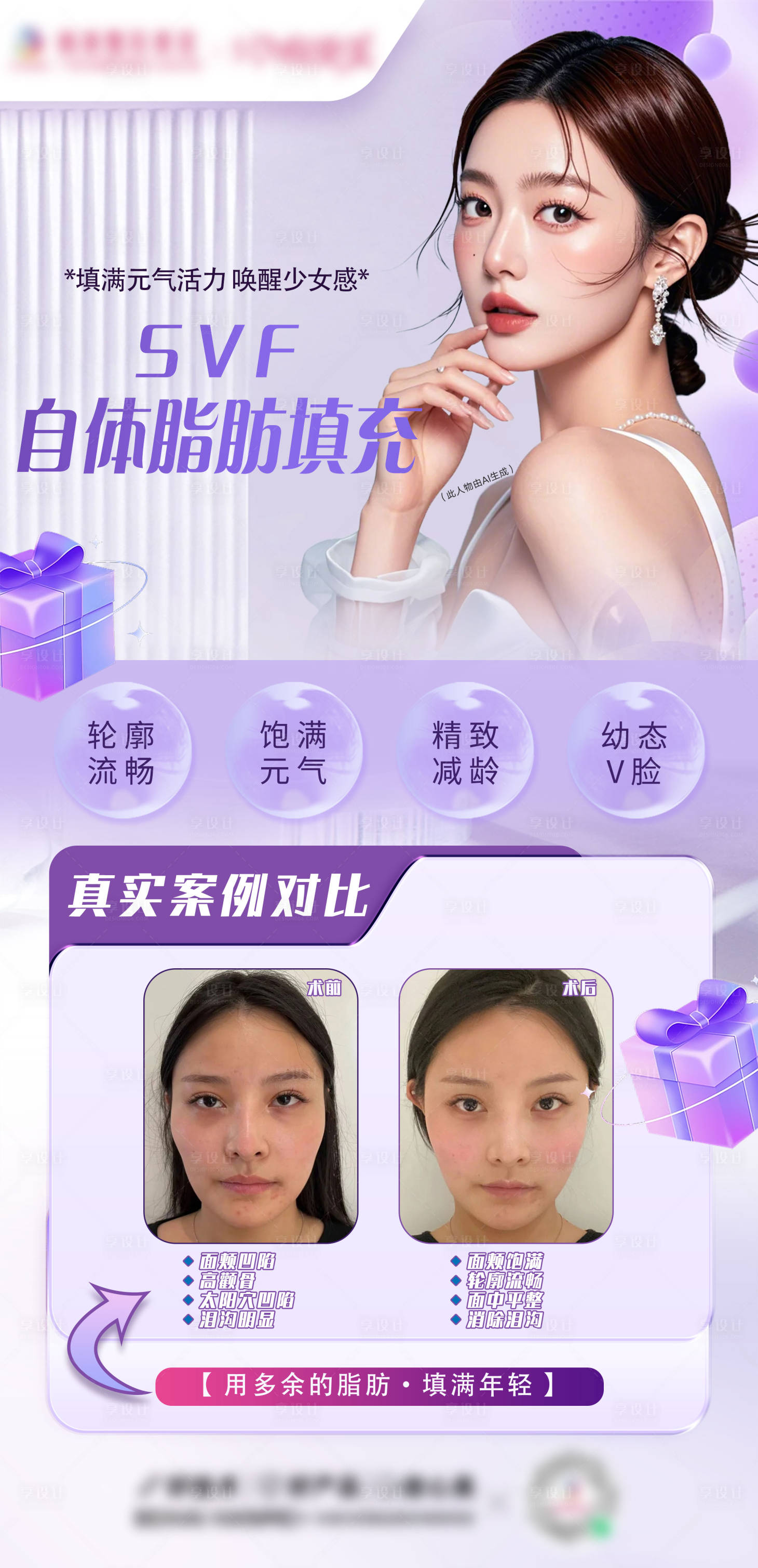 源文件下载【享设计】搜索编号：44440027873897083【医美脂肪填充案例海报】