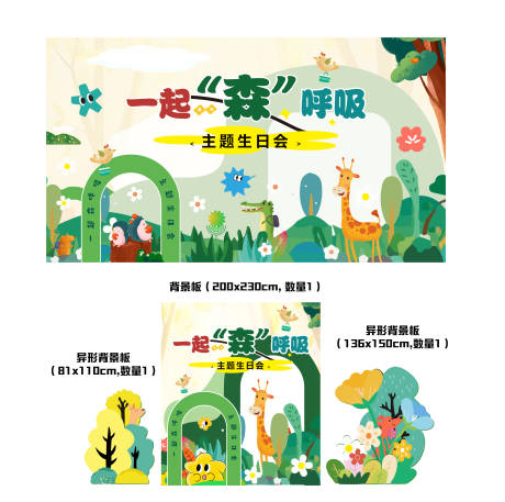 源文件下载【森林主题生日会活动展板】编号：55760028027623046