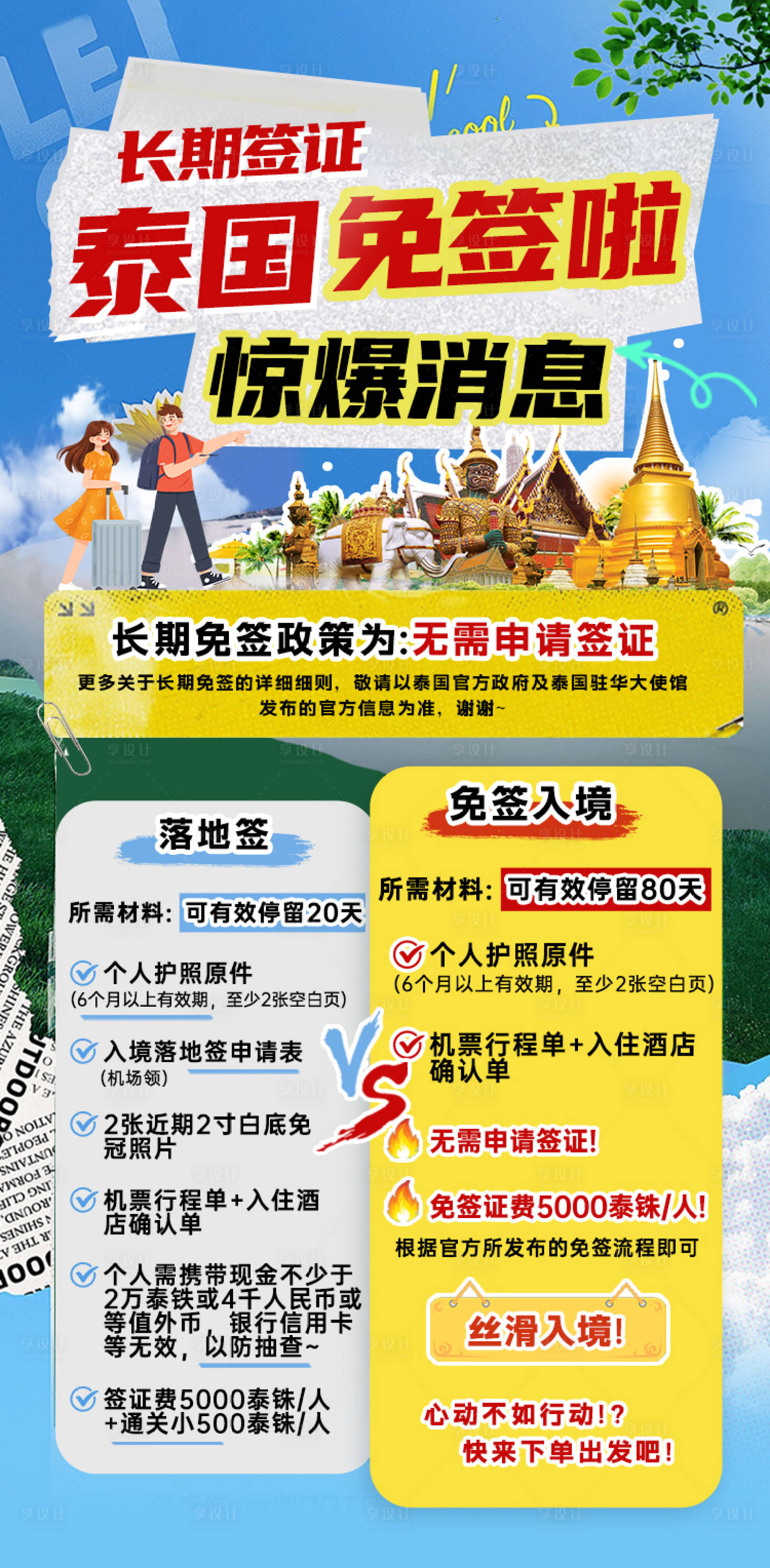 源文件下载【泰国海岛免签签证海报】编号：16220027859249698