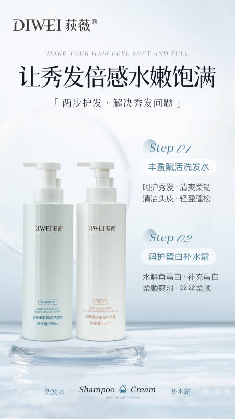 补水洗护产品宣传海报