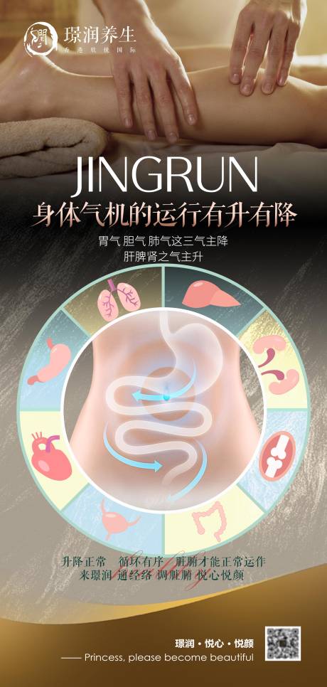美业按摩经络养生脏腑海报