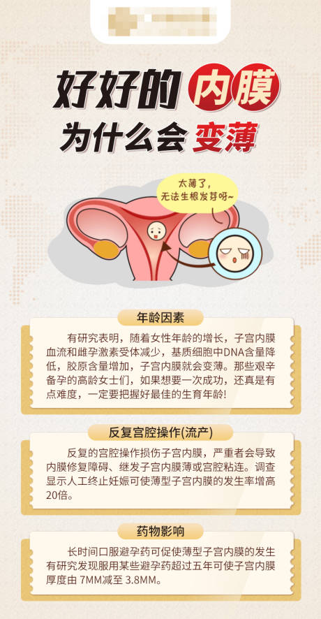 子宫内膜变薄科普海报