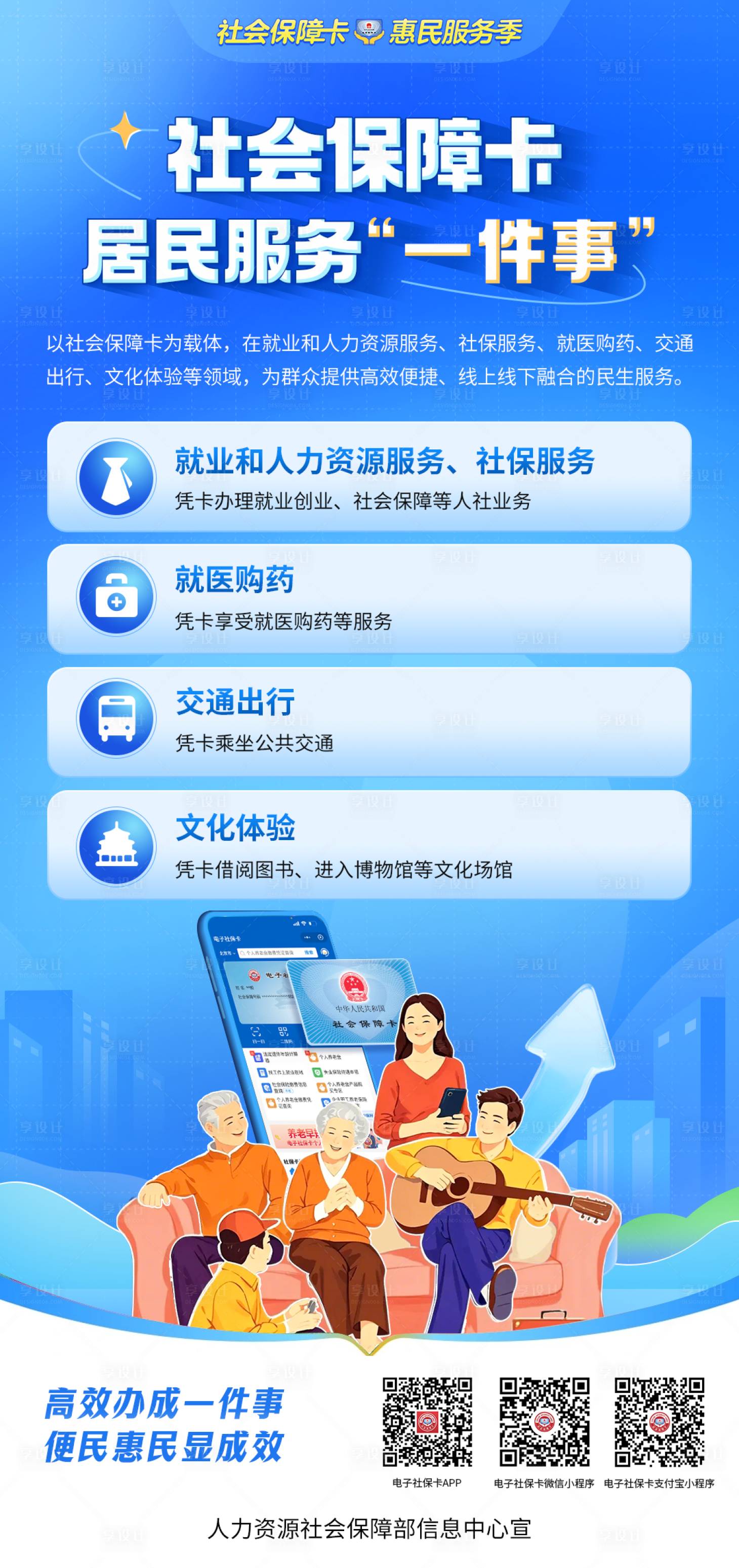 源文件下载【享设计】搜索编号：14600028009245141【惠民服务社保卡海报】