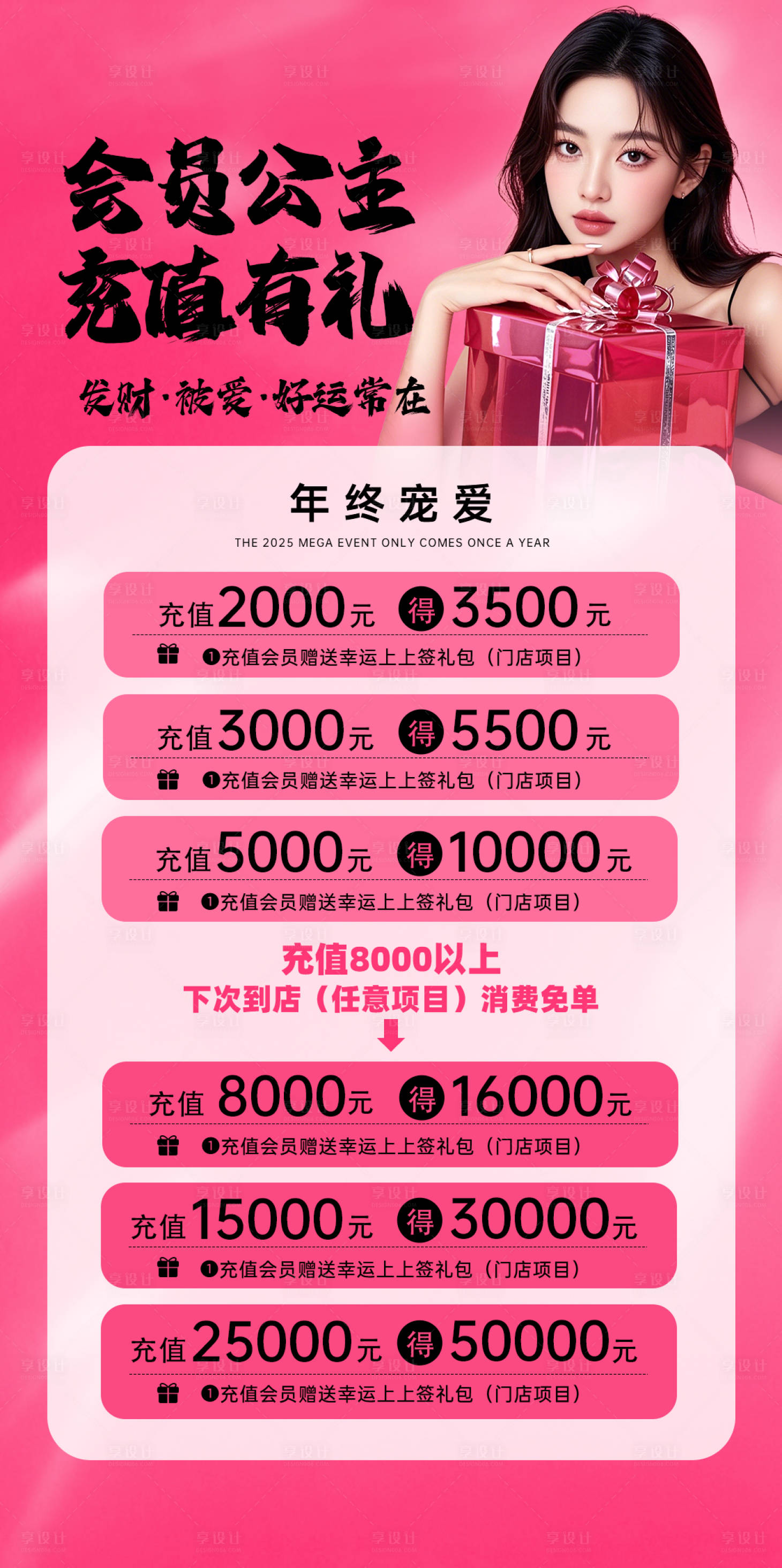 源文件下载【享设计】搜索编号：64300027898835141【2025美业年终充值海报】