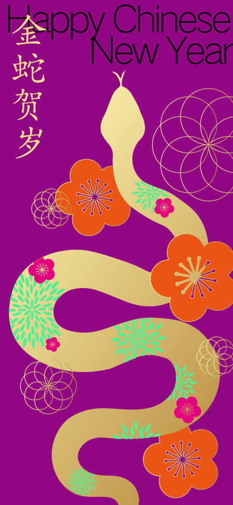 源文件下载【金蛇贺岁插画新年海报】编号：55110027731894554