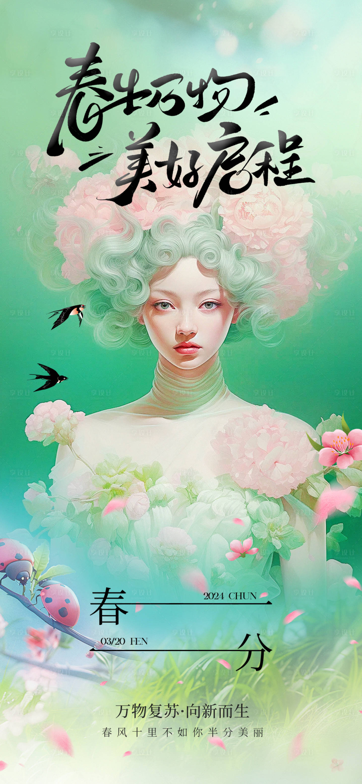 源文件下载【享设计】搜索编号：58470027687521632【医美春分节气海报】