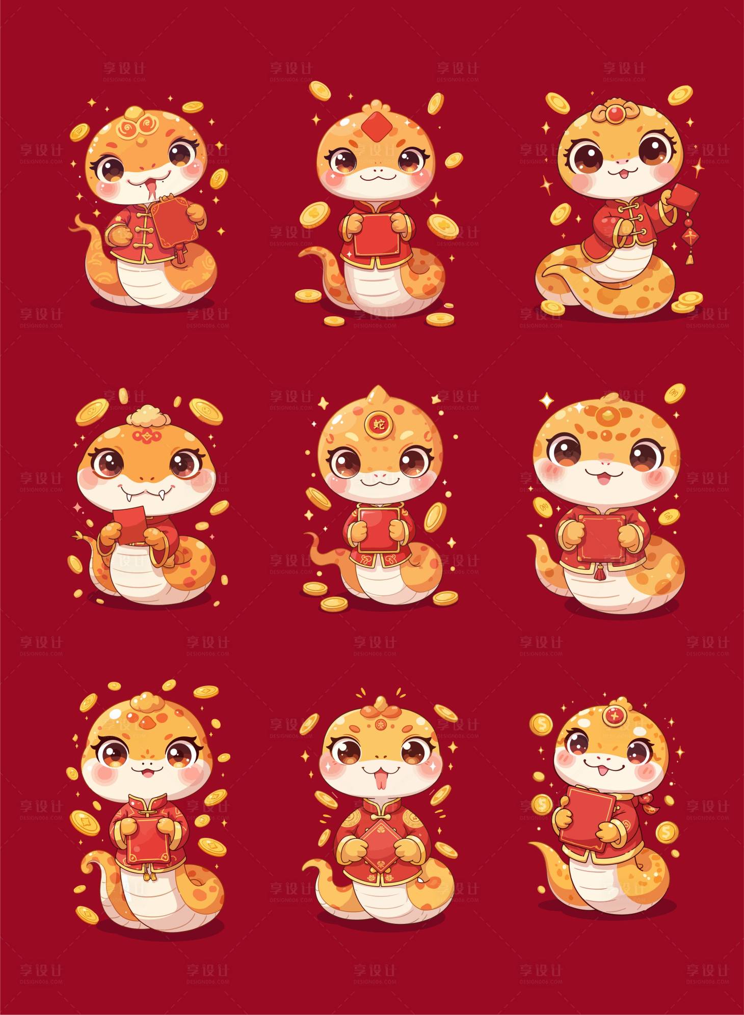 源文件下載【享設計】搜索編號：23730027966908566【蛇年手繪插畫可愛IP形象】
