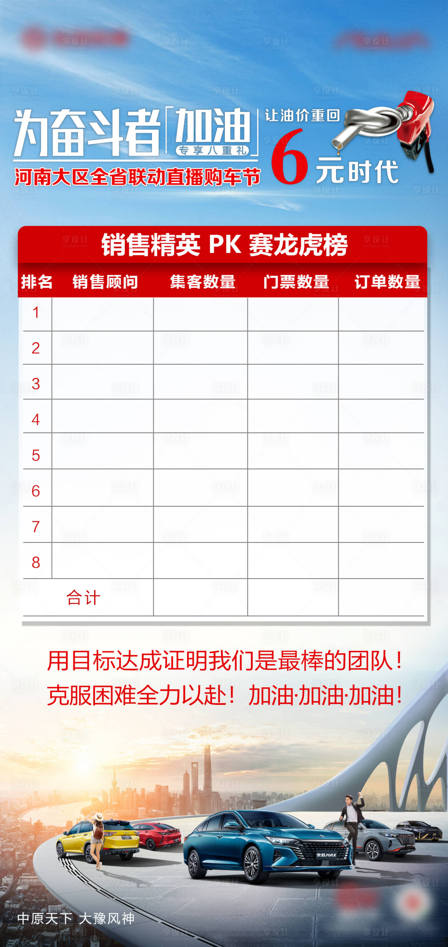 源文件下载【享设计】搜索编号：29220027851198842【汽车销售业绩PK榜展架】