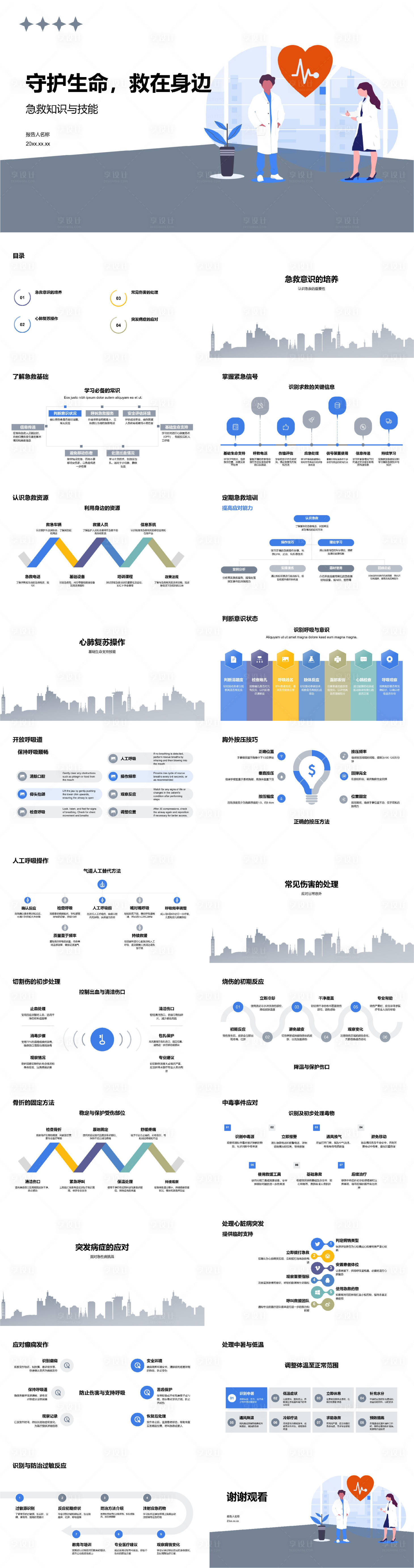 源文件下载【享设计】搜索编号：51310027725364495【急救知识与技能PPT】