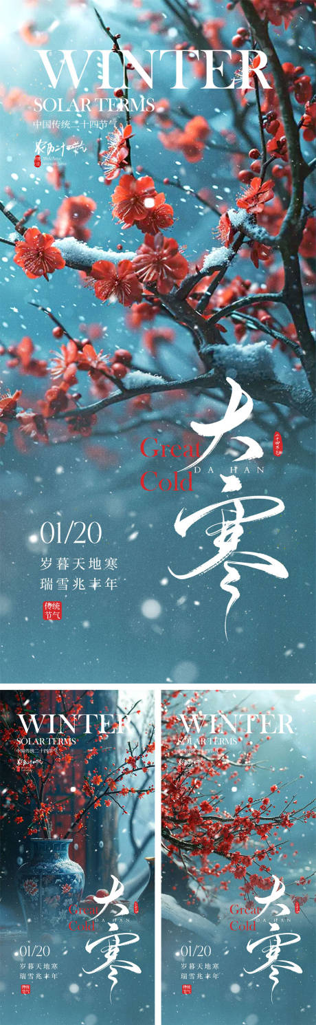 源文件下载【大寒节气海报】编号：39380028144964609