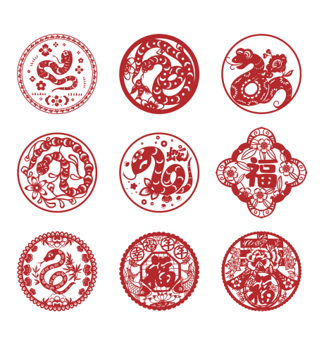 源文件下载【蛇年新年窗花设计】编号：25530027732046567